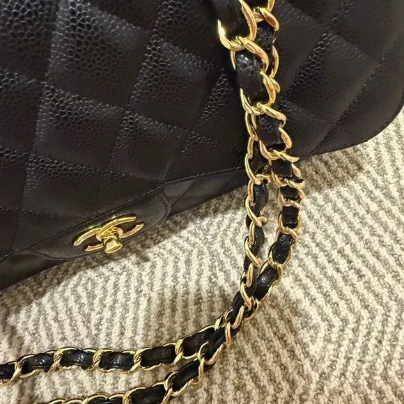 Sold Chanel Classic Black Caviar Jumbo with GHW - Picture 10 of 13